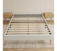HOMCOM Struttura Letto 140 x 190 cm, Letto a Piattaforma Imbottito Effetto Velluto, Supporto Materasso con 12 Doghe, Silenzioso, Senza Base Aggiuntiva, Montaggio Facile, Crema
