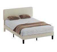 HOMCOM Struttura Letto 140x200cm Testiera Imbottita Regolabile e Doghe Grigio