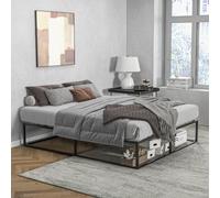 HOMCOM Struttura Letto con Doghe in Compensato e Contenitore Inferiore, 190x160x35cm, Nero e Colore Legno