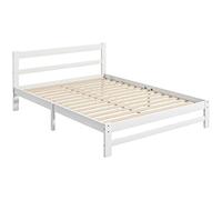 HOMCOM Struttura letto in legno 195x141 cm Struttura letto matrimoniale a castello per materasso 135x190 cm (non incluso) Portata 300 kg Bianco