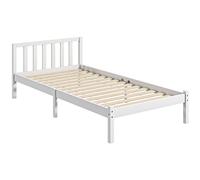 HOMCOM Struttura letto in legno Struttura letto con testiera per materasso 90x190 cm (non incluso) Portata 120 kg 198x96x70 cm Bianco