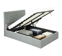 HOMCOM Letto Struttura con Spazio a Scomparsa e Testiera Vellutata Grigio