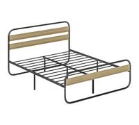 HOMCOM Struttura letto matrimoniale 160 x 200 cm 2 persone Letto matrimoniale in stile industriale con contenitore sotto il letto, rete, testiera e pediera - facile montaggio, legno e acciaio, aspetto