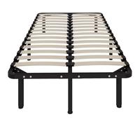 HOMCOM Struttura Letto Singolo 90x190 cm a 28 Doghe, Rete Letto Singolo in Legno con Struttura in Acciaio e Spazio Contenitore Inferiore, per Camera da Letto, Montaggio Facile, Altezza 31 cm, Nero