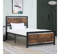 HOMCOM Struttura Letto Singolo in Acciaio 97 x 195 x 103 cm Compatibile con Materasso 90 x 190 cm Legno con Venature