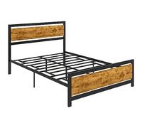 HOMCOM Struttura Letto Una Piazza e Mezza 140x200cm Nero e Marrone Rustico