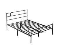 HOMCOM Struttura Letto Una Piazza e Mezza in Acciaio, Rete Letto Matrimoniale a Doghe Integrate, Testiera e Pediera Stile Industriale, 145x211x100cm, Nero