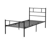 HOMCOM 1x2 m Struttura Letto Singolo in Acciaio, Reti Singole con Doghe Integrate, Testiera e Pediera Stile Industriale, Nero