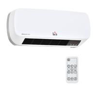 HOMCOM Stufa Ceramica1000W/2000W Elettrica a Parete con Telecomando, Temperatura Regolabile e Timer 12 Ore, Bianco Aosom Italy