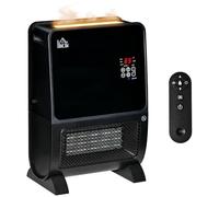 HOMCOM Stufa Elettrica 2 in 1 con Umidificatore, Luce LED a 3 Colori e Ultravioletti, Timer Programmabile e Telecomando, 33x21x49.5cm, Nero