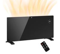 HOMCOM Stufa Elettrica Basso Consumo, 2000W Silenzioso Termoconvettore Elettrica da Parete e Terra, Termosifone Elettrico con Termostato, Timer 24h/Settimanale, Display LED e Telecomando, Nero