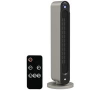 HOMCOM Stufa Elettrica Basso Consumo PTC con Timer Ø25x73.5 cm Argento Nero | Oscillante, 3 Modalità Di Riscaldamento, Termoventilatore con Temperatura Regolabile, Telecomando, in ABS
