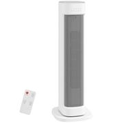 HOMCOM Stufa Elettrica Ceramico 2000W con 3 Temperature Regolabili Bianco | Stufetta Elettrica con Timer 15 Ore, Telecomando, Protezione da Surriscaldamento e Ribaltamento, Basso Consumo