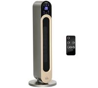 HOMCOM Stufa Elettrica Oscillante a 3 Modalità di Riscaldamento, Termoventilatore con Temperatura Regolabile e Telecomando, in ABS, Ø25x73.5 cm, Argento e Oro