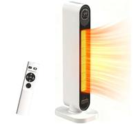 HOMCOM Stufetta Elettrica Basso Consumo, 2000W Stufa Elettrica Ceramica, 3 Modalità, Temperatura Regolabile, Timer 15H, Telecomando, Oscillazione, Protezione da Surriscaldamento e Ribaltamento, Bianco