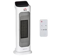 HOMCOM Stufetta Elettrica Oscillante con Telecomando, Temperatura Regolabile e Timer, Potenza 1000W/2000W, 17.6x13.7x50cm, Bianco Aosom