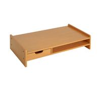 HOMCOM Supporto Monitor in Bambù con Spazio per Mouse e Tastiera e Ripiano con Cubo Portaoggetti, 49x25.5x11.5cm Aosom Italy