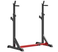HOMCOM Supporto per Bilanciere Altezza e Larghezza Regolabili, Nero e Rosso | 77-122x73x121-171cm, in Acciaio