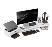 HOMCOM Supporto per Monitor con Lunghezza e Angolo Regolabili, Bianco