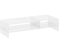 HOMCOM Supporto Monitor PC 24" max con 2 Ripiani Aperti, in Acrilico Trasparente, 50.8x19x12 cm Aosom