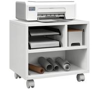 Homcom Supporto per stampante con ruote scomparti aperti per ufficio studio 40X30X36 cm Bianco