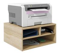HOMCOM Supporto per stampante per scatola da ufficio, mobile da ufficio, con 3 scomparti, organizer da ufficio, 47 x 40 x 22,5 cm, effetto legno naturale
