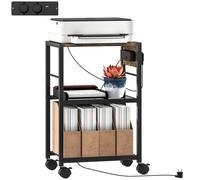 HOMCOM Supporto per stampante Supporto per stampante con ruote, prese, porte USB e USB-C fino a 40 kg Marrone Rustico Aosom Italy