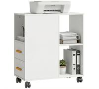HOMCOM Supporto per stampante Tavolo per stampante con ripiano regolabile, rotelle, organizer da scrivania per stampante Carrello per stampante per fax scanner Ufficio 60 x 30 x 65 cm Bianco