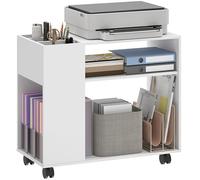 HOMCOM Supporto per stampante Tavolo per stampante con scomparto suddiviso, ripiani, rotelle, organizer da scrivania per stampante Carrello per stampante per ufficio Fax Scanner Ufficio 70 x 34 x 60