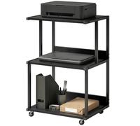 HOMCOM Supporto Stampante 3 Livelli con Ruote, Nero