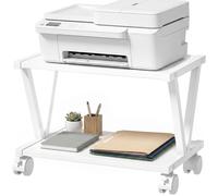 HOMCOM Supporto Stampante, Ruote Bloccabili, 2 Ripiani, Bianco