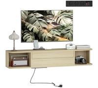 HOMCOM Supporto TV a parete da 120 cm, supporto TV per televisori fino a 50", prese di corrente, porte USB e Type-C, cassetto, ripiani, gestione dei cavi, panca TV a parete per il soggiorno, effetto