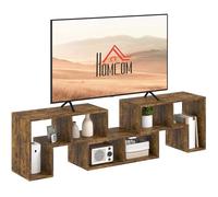 HOMCOM Supporto TV per TV fino a 75 pollici, mobile TV combinato con ripiani portaoggetti, centro intrattenimento estensibile per soggiorno, marrone rustico