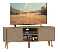 HOMCOM Supporto TV, Tavolo TV con 2 cassetti in tessuto, 2 ripiani aperti, fori per cavi, per TV fino a 50 pollici, lunghezza 110 cm, per soggiorno, camera da letto, legno e marrone