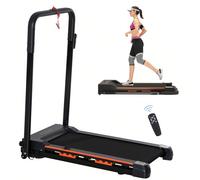 HOMCOM Tapis roulant elettrico con display LCD, dispositivo fitness pieghevole 1-6 Km/H, struttura in acciaio stabile, colore nero, dimensioni compatte 105 x 56 x 108,5 cm
