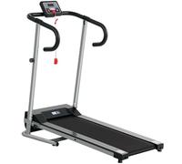 HOMCOM Tapis roulant elettrico pieghevole Aosom.fr x FFHandball - da 1 a 10 Km/h - schermo LCD multifunzione - potenza 500 W - grigio scuro nero
