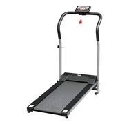 HOMCOM Tapis Roulant Elettrico Pieghevole, Tapis Roulant Elettrico Portatile 1.25HP con Schermo LCD, Velocità 1-10 km/h, Ruote, Allenamento per Casa, Ufficio, Palestra, Nero e Grigio