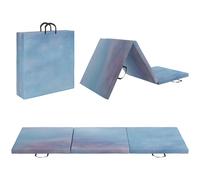 HOMCOM Tappetino da Ginnastica 180 cm Pieghevole, per Allenamento Casa, Azzurro