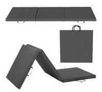 HOMCOM Tappetino da ginnastica pieghevole, 180 x 60 x 5 cm, con manico, tappetino per yoga, sport, fitness, pilates, rivestimento sintetico, grigio