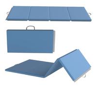 HOMCOM Tappetino da ginnastica pieghevole, tappetino da ginnastica spesso, 240 x 120 x 5 cm, con manico, tappetino per yoga, mma, sport, fitness, pilates, rivestimento sintetico, azzurro