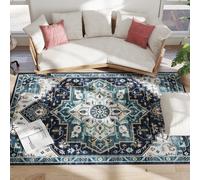 HOMCOM Tappeto a Pelo Corto Boho Antiscivolo e Lavabile 230x160 cm Multicolore