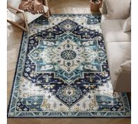 HOMCOM Tappeto a Pelo Corto Boho Antiscivolo e Lavabile 230x160 cm Multicolore