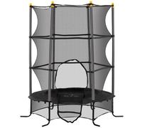 HOMCOM Tappeto Elastico Bambini 3-10 Anni Ø1.6x1.9m con Rete di Sicurezza Rosso