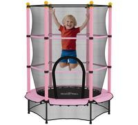 HOMCOM Tappeto Elastico per Bambini 3-10 Anni con Rete di Sicurezza Ø140 cm Rosa