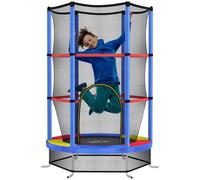 HOMCOM Tappeto Elastico per Bambini 3-6 Anni con Rete di Protezione, 6 Colonne e 3 Ingressi, Ø140x190 cm, Multicolore