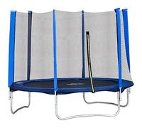 HOMCOM Tappeto Elastico per Bambini e Adulti con Rete di Sicurezza Pali Imbottiti, Trampolino da Giardino, 244x244x205, Blu e Nero