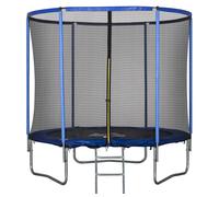 HOMCOM Tappeto Elastico per Bambini e Adulti con Rete e Bordo Imbottito, Giochi da Giardino e Casa Φ244x240cm Blu e Nero Aosom