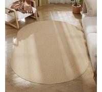 HOMCOM Tappeto ovale da salotto Ovale 170x120 cm Lavabile in lavatrice Tessuto a mano in stile rustico Tappeto da salotto Camera da letto Sala da pranzo Esterno Beige