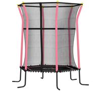 HomCom Trampolino elastico bambini 3-10 Ø163,5x190 cm ingresso con cerniera pali imbottiti rosa