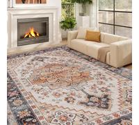 HOMCOM Tappeto a Pelo Corto Bohemien Antiscivolo e Lavabile 230x160 cm Marrone